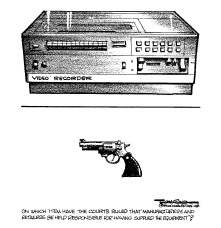 A video recorder at the top, a gun at the bottom.